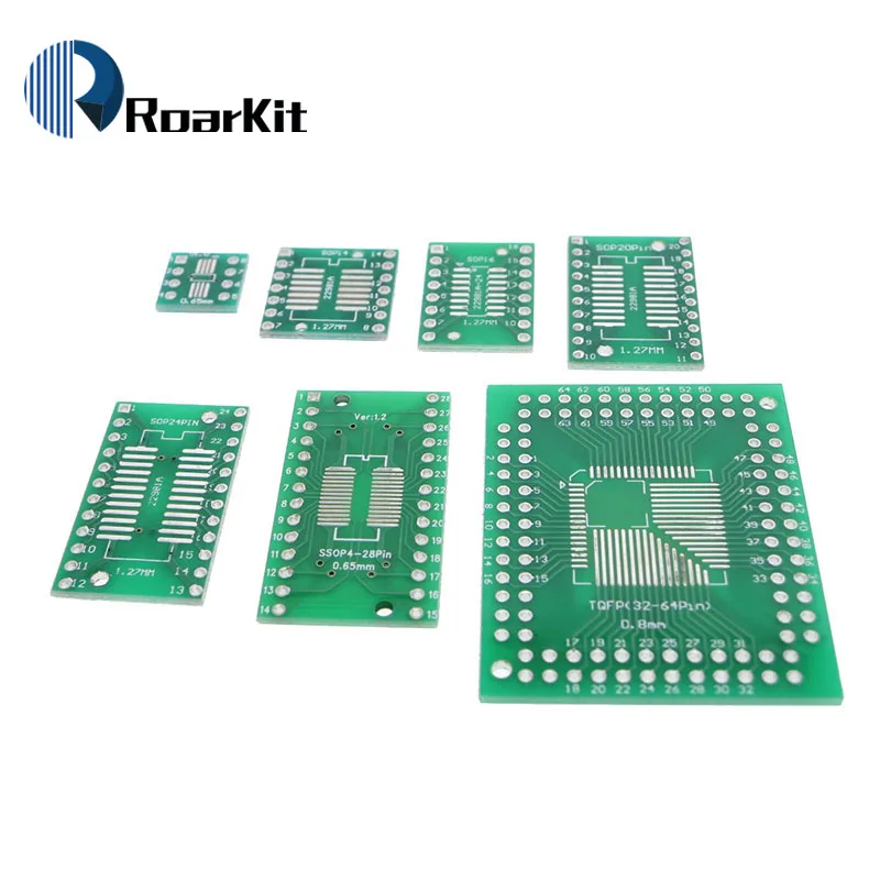 7kinds PCB Board SOP8 SOP14 SOP16 SOP20 SOP24 SOP28 QFP FQFP TQFP Turn To DIP Adapter Converter Plate TSSOP 8 14 16 20 24 28