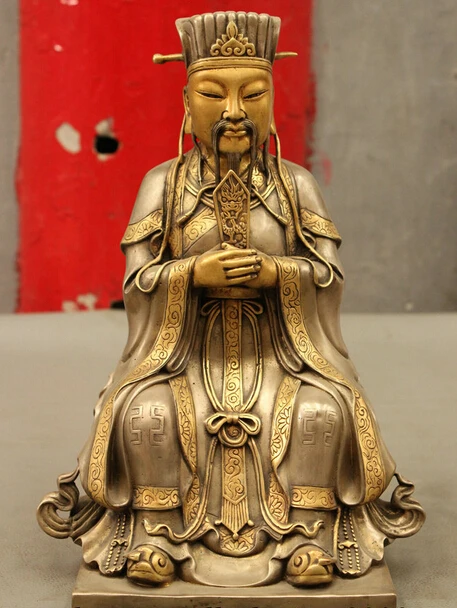 

wholesale factory 12 Folk Chinese Bronze 24K Gold Silver Seat court Great Jade Emperor God Statue