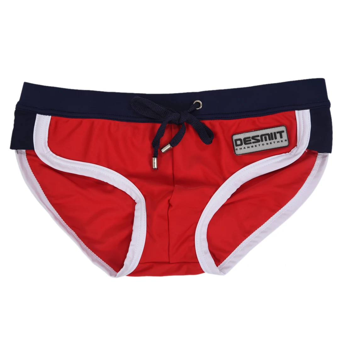 

Super sell DESMIIT New Stylish Men Sexy Beach Shorts Color Rope Triangular Swimming Trunks Swimwear Red M