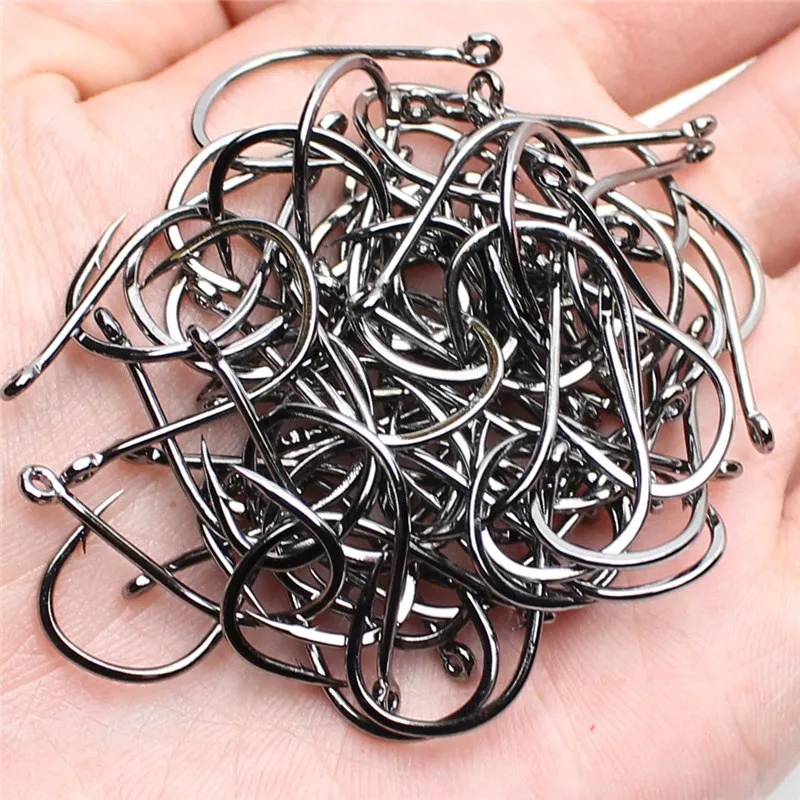 Amlucas 30pcs High Carbon Steel 2#-13# Carp Fishing Hooks in Fly Fishhooks Jig Big Barbed Hook Pesca Fishing Accessories We1105