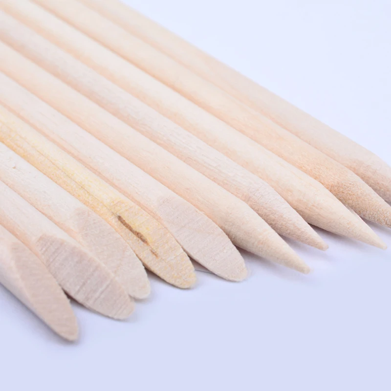 100 шт Двухсторонние оранжевые деревянные палочки для дизайна ногтей, толкатель для удаления кутикулы для ухода за ногтями, полезные инструменты для маникюра