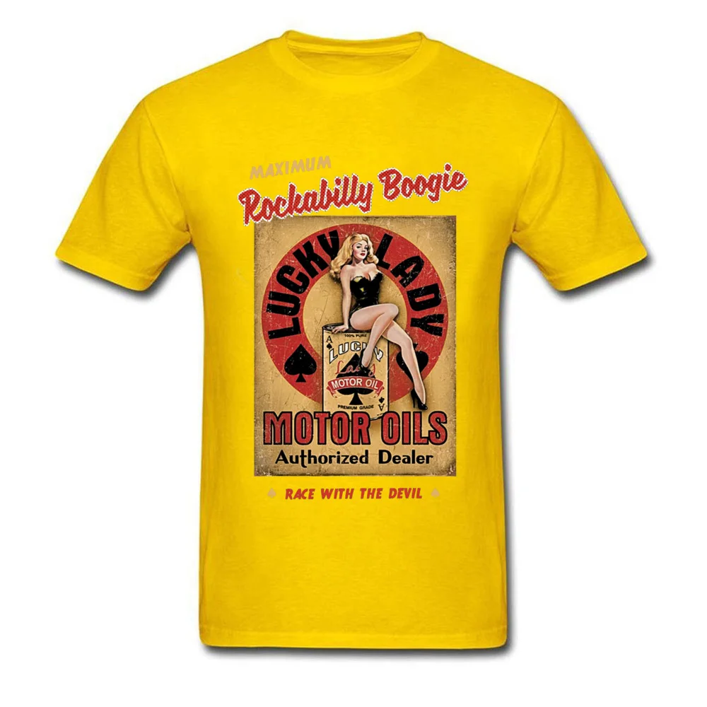 Панк футболка рокабилли Буги футболка для мужчин и женщин ретро черная футболка 80s рок-ролл фанки уличная одежда хлопок Pin Up Девушка сексуальные топы - Цвет: Yellow