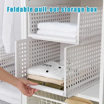 

Convenient Folding Bin Storage Organizer DIY Plastic Cabinet Shelves for Kitchen Office Bathroom Hogard