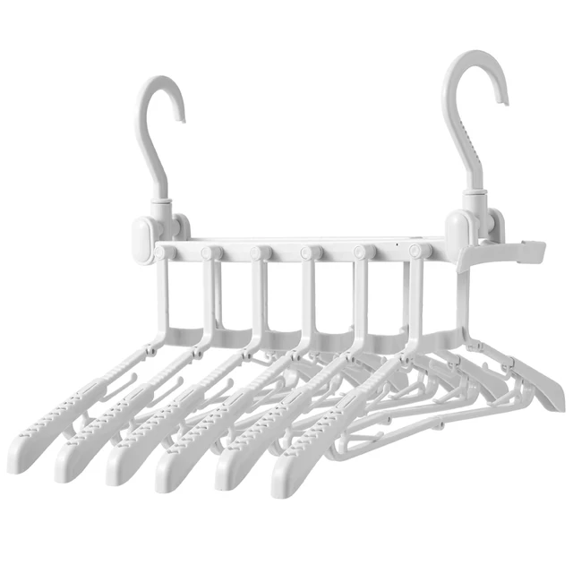 050 Multi function Telescopic folding clothes hanger with hook Coat ...