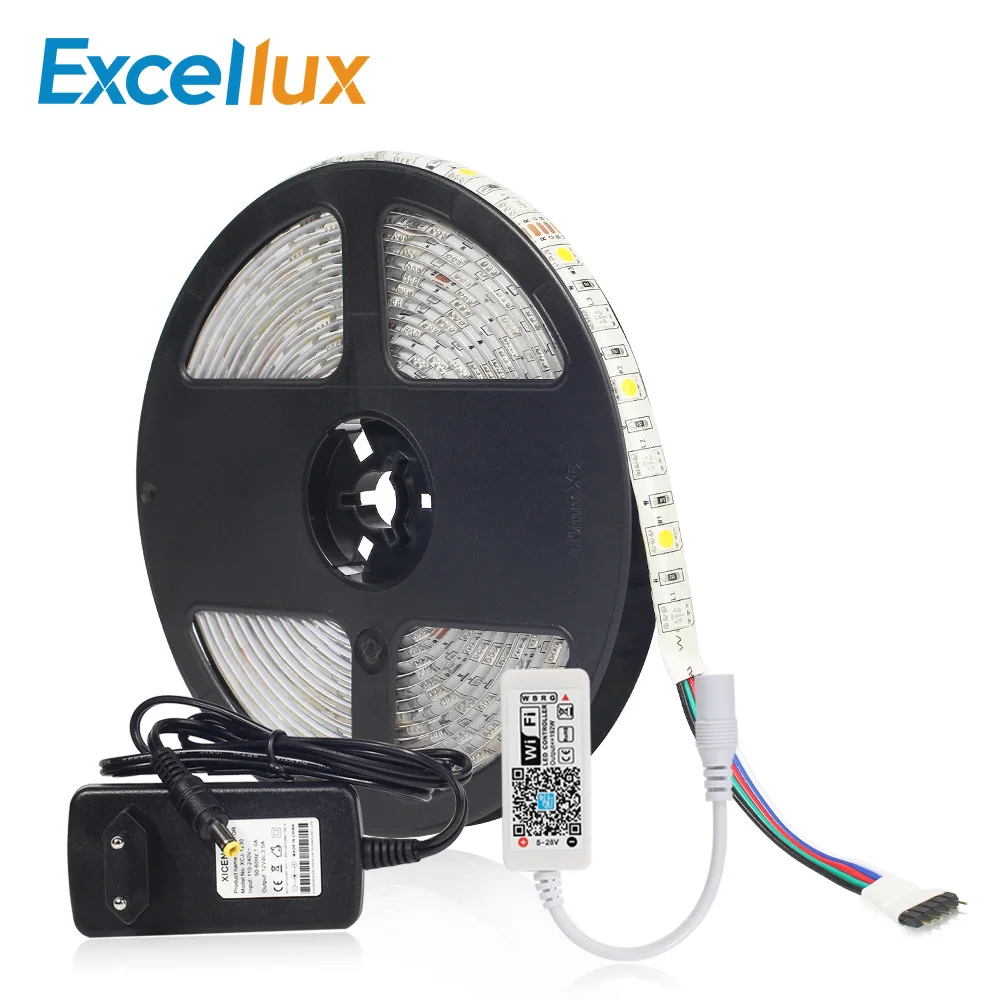 

LED Strip 5050 5M RGBW RGBWW LED Strip diode tape led ribbon with Mini Wifi RGBW Controller + 12V Power Adapter Home Decorations