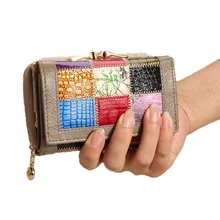 2016 New Folding 3 100% Genuine Leather Women Hasp Wallets Cards Holder Bag Short Famous Brand Designer Clutch