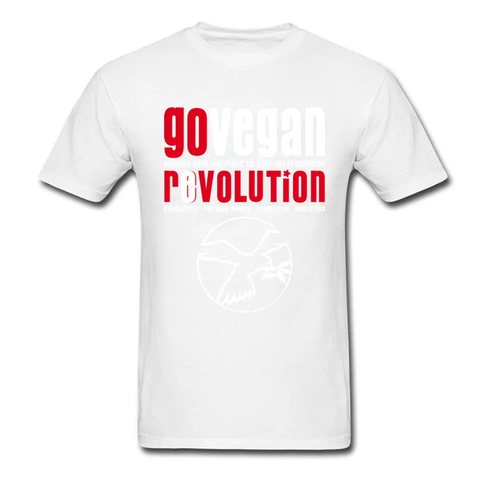 GO VEGAN REVOLUTION Lovers Day Pure Cotton Crew Neck Tops & Tees Short Sleeve Customized Sweatshirts Fitted Casual T Shirts GO VEGAN REVOLUTION white