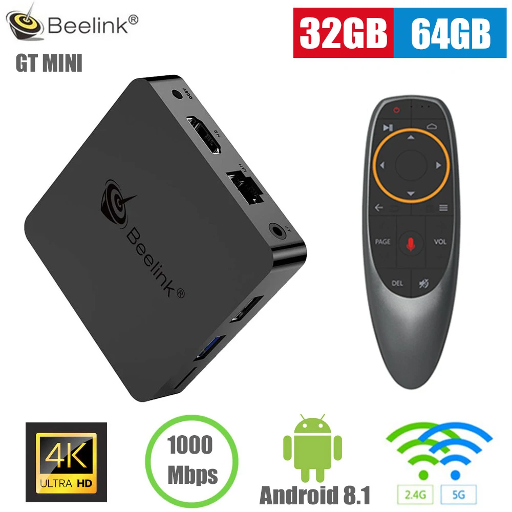 

Beelink GT1 MINI Smart TV Box Android 8.1 Amlogic S905X2 Voice Remote Set-top Box 4K 1000Mbps Set Top Box For Home Theater