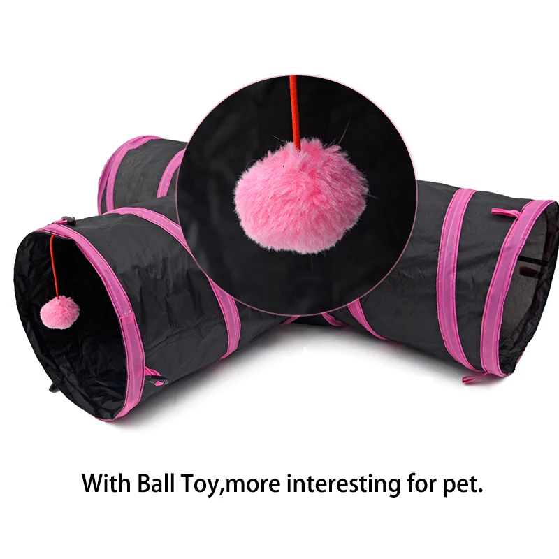 Dropshipping Pet Cat Tunnel Toys for Cat Kitten 4 Holes Collapsible Crinkle Cat Playing Tunnel Toy