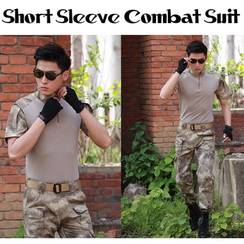 

Summer Multicam Short Military Uniform Camouflage Set Men's Army Tactical Combat Shirt Cargo Pants Paintball Hunting Set