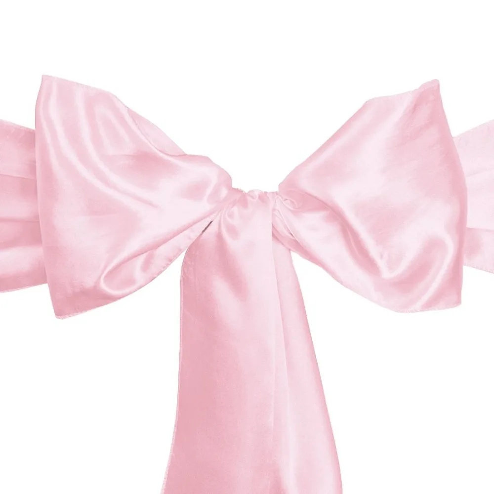 

100Pcs Pink Elegant Birdal Chair Sashes Bow Back Tie Table Runner For Wedding Party Banquet Decor Free Shipping