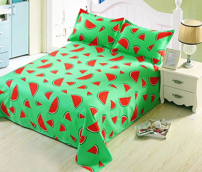 Us 19 99 Green Red Watermelon 1pcs Sheets Bed Line Flat Sheet Bedding Twin Full Queen King Size Coverlid Bedroom Set Home Textiles In From
