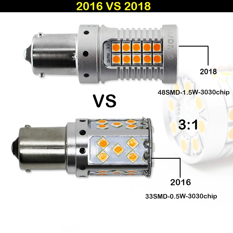 4) P21W светодиодный светильник Canbus OBC No Hyper Flash 1156 PY21W Bau15s светодиодный для переднего заднего указателя поворота, задний светильник s, тормозной светильник s