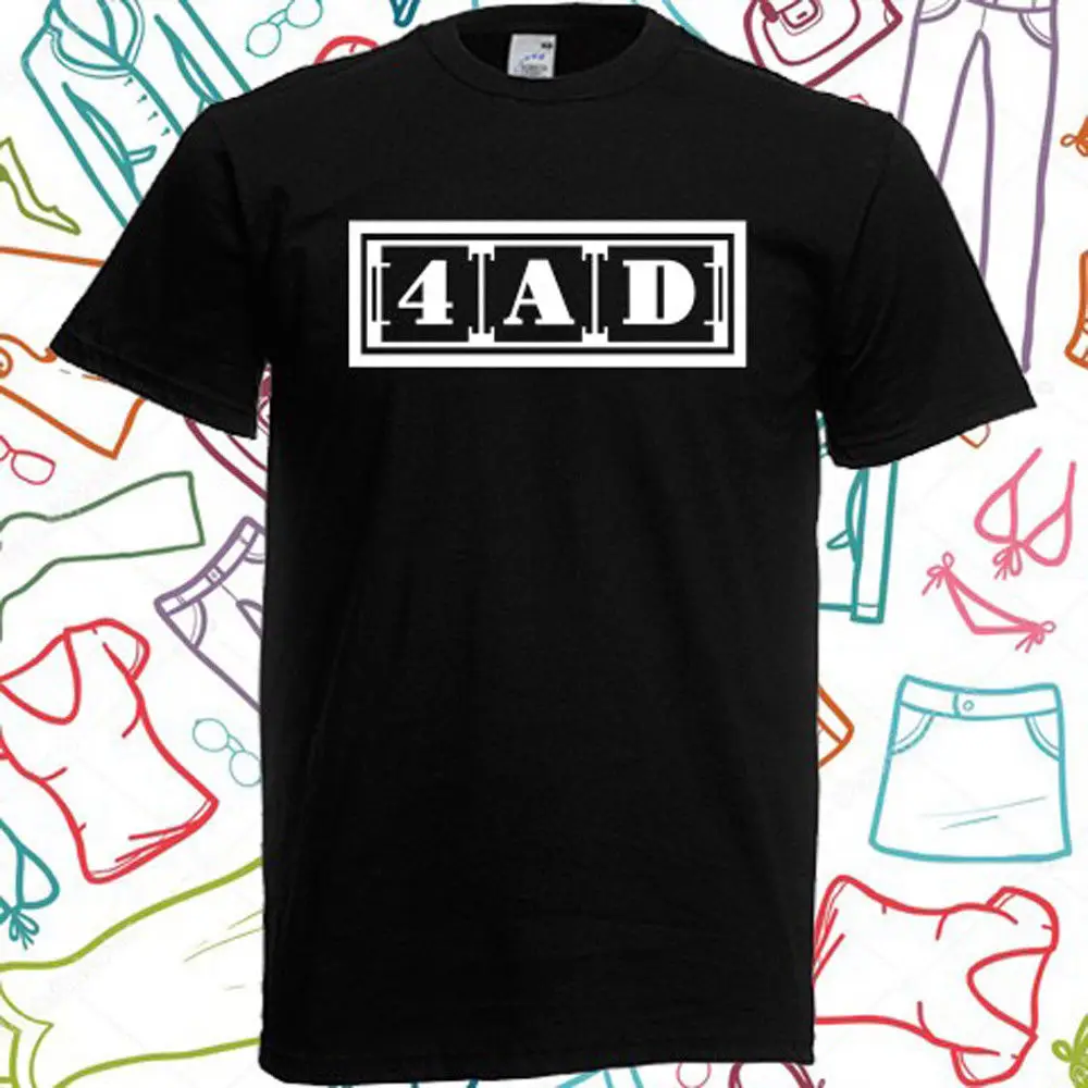 4AD Record Label Logo Мужская Черная Футболка размер S M L XL 2XL 3XL Повседневная футболка с