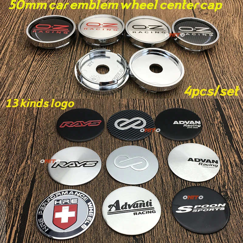 

4x Accessotie Emblem for OZ O.Z racing VOLK ADVAN Enkei HRE SPOON RAYS Advanti logo 50MM 5CM Wheel Center Hub Caps Auto Styling