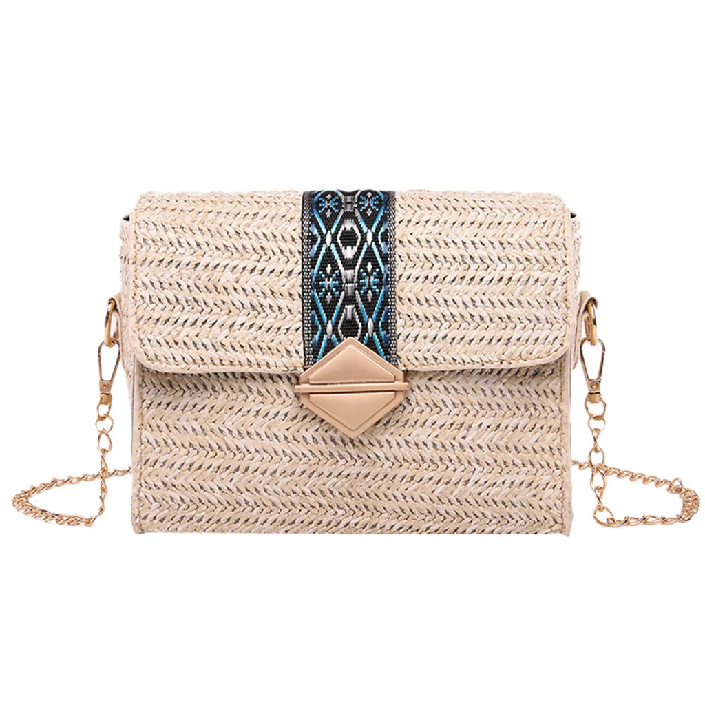 

MOLAVE Handbags Linen bags for Women2019new Fashion Woven Diagonal Cross-Bag Casual Beach handbag Wild Shoulder hasp package9416