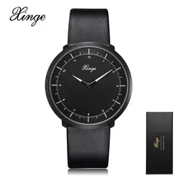 Xinge Роскошные Брендовые мужские черные часы Стильный кожаный Бизнес кварцевые наручные часы Для мужчин модные 30 м Водонепроницаемый