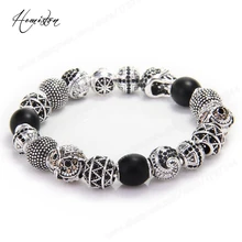 Thomas Estilo KM Bolas Pulsera Con el BÚHO, cruz, LOS MAORÍES, Zigzag, Granos del cráneo, rebelde de Corazón Pulsera Para Hombres TS KB535