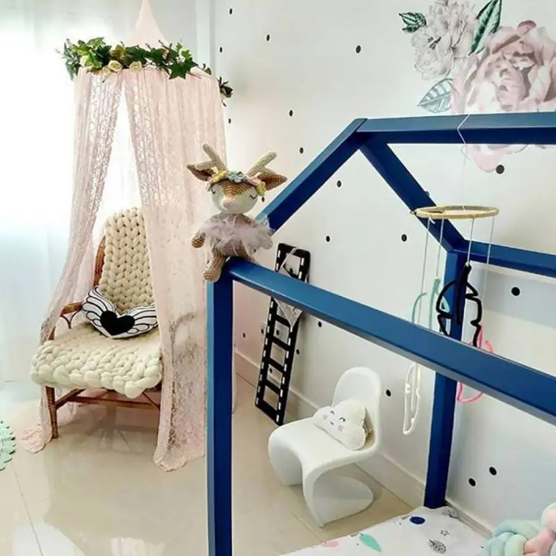 Подвесной кружевной навес для детской комнаты в скандинавском стиле, купольная подвесная москитная сетка для детской комнаты для девочек, сказочное украшение