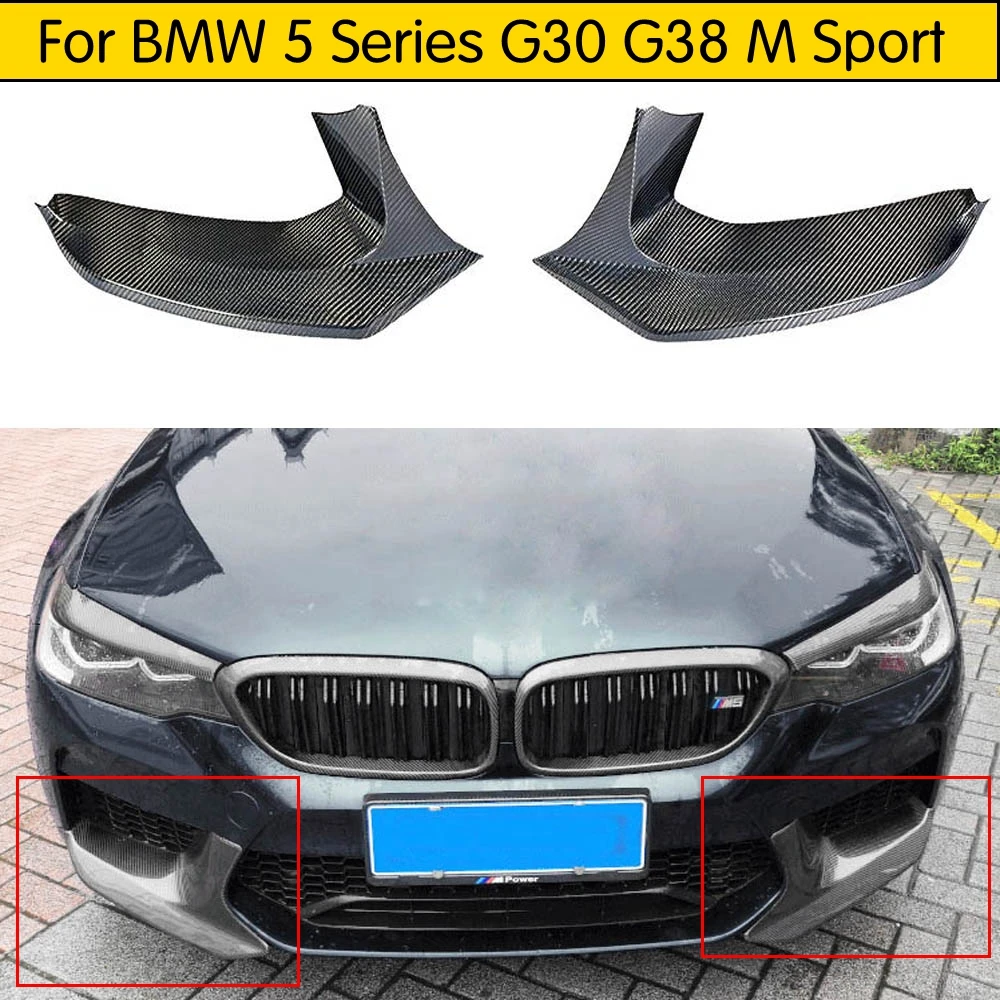 

P Style Carbon Fiber Front Pieces Flaps Corner Bumper Lip Spoiler Protector For BMW F90 M5 Car Styling 2017-2019