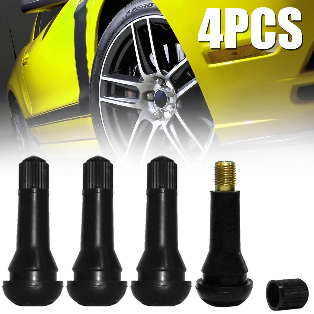 

4pcs/set TR413 Rubber Snap-in Tubeless Rubber Tyre Valve with Valve Cap Tire Accessories For Car Truck SUV