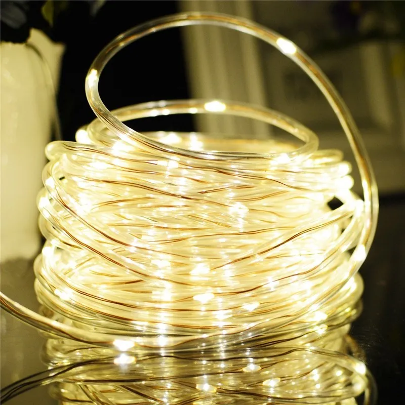 Smuxi 120 LEDs Solar Powered LED String Rope Lights Outdoor Garden