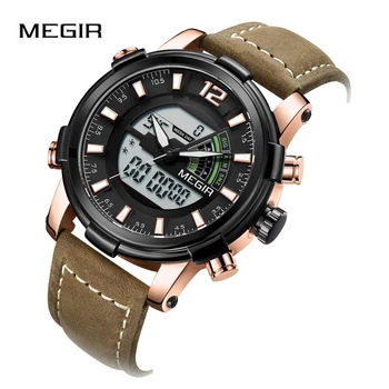 

MEGIR Men's Watch Sport Watch Dual Display Luminous Auto Date Fashion Waterproof Calendar Colorful Reloj Hombre Montre Homme