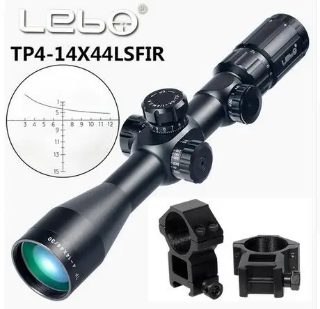 LEBO TP 4-14X44 SFIR первый фокальный плоскостный прицел боковой Параллакс стекло гравированное сетка Красная подсветка Охота стрельба прицел - Цвет: With Picatinny Rings