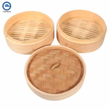 2 Tier Cesta de Dim Sum Vaporera De Bambú Chino Cocina Utensilios de Cocina de Arroz de Pescado Pasta Dumpling Herramienta de Cocina Cocina Set Con Tapa