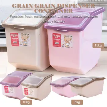 

5kg/10kg/15kg Plastic Sealed Moisture-proof Container With Large Capacity Rice Dried Food Cereal Dispenser Storage Case