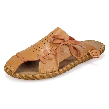 

Soft Leather Summer Slippers Men High Quality Men Slippers Handmade