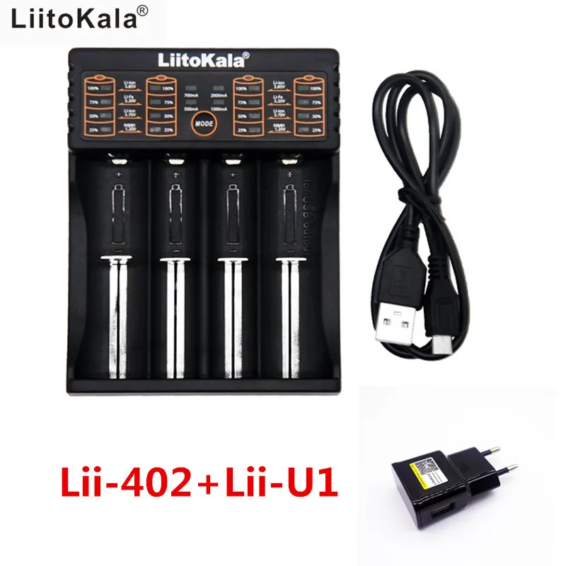 Новый LiitoKala lii 402 умный аккумулятор зарядное устройство с функцией power Bank Lii U1 USB для
