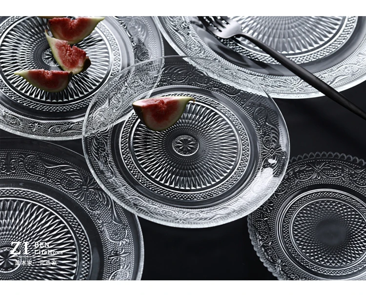 Скандинавские тисненые стеклянные пластины без свинца фрукты десерт закуски тарелка творческий дом сухофрукты