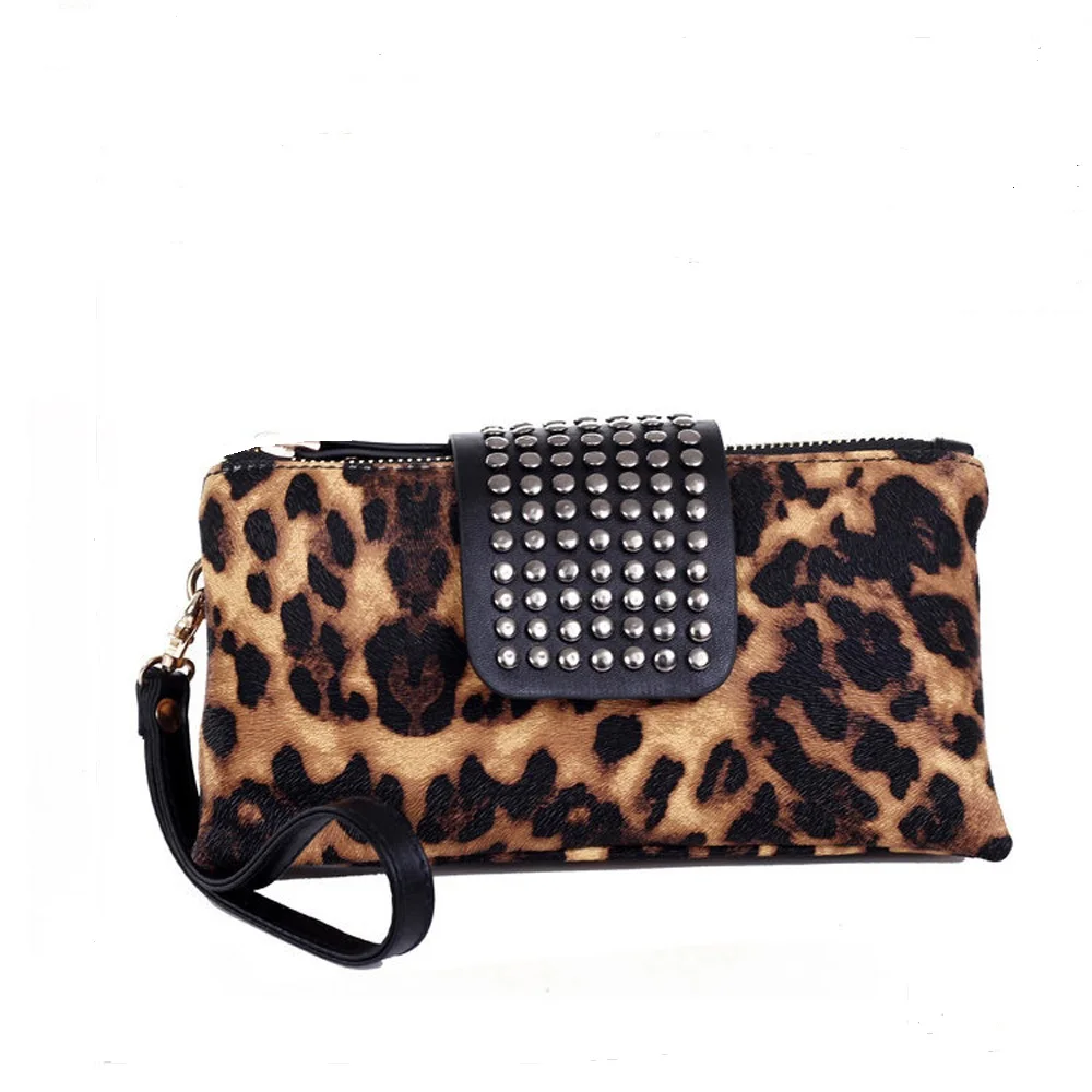 Buy Faux Leather Leopard Wristlet Clutch Bag Wholesale