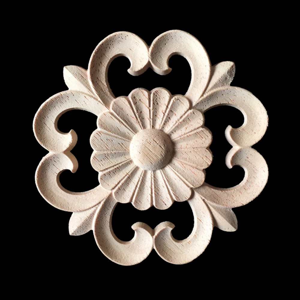 Buy 10PCS 10CM Round Onlay Applique Wooden Wood