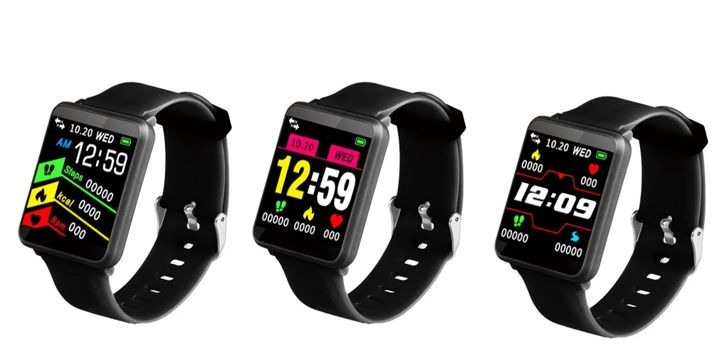 Сталь туфли с ремешком и пряжкой большой экран smart watch Спорт Фитнес сердечный ритм