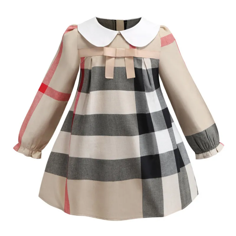 

Girls Plaid Dress 2018 New Autumn Kids Dresses For Girls Cotton Long Sleeve Bow Children Princess Dresses Toddler Girls Clothing