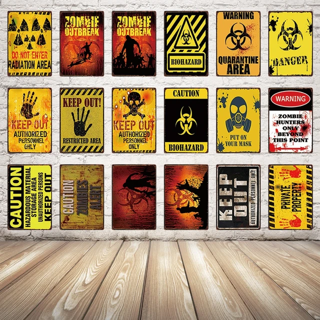 Special Offers [ Kelly66 ] Beware Zombie Danger Funny Metal Sign Festival Party Poster public Decor Bar Wall Art Painting 20*30 CM Size Dy30