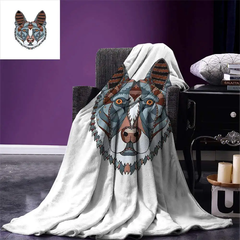 German Throw Blanket Colorful German Shepherd Dog Portrait with Ethnic