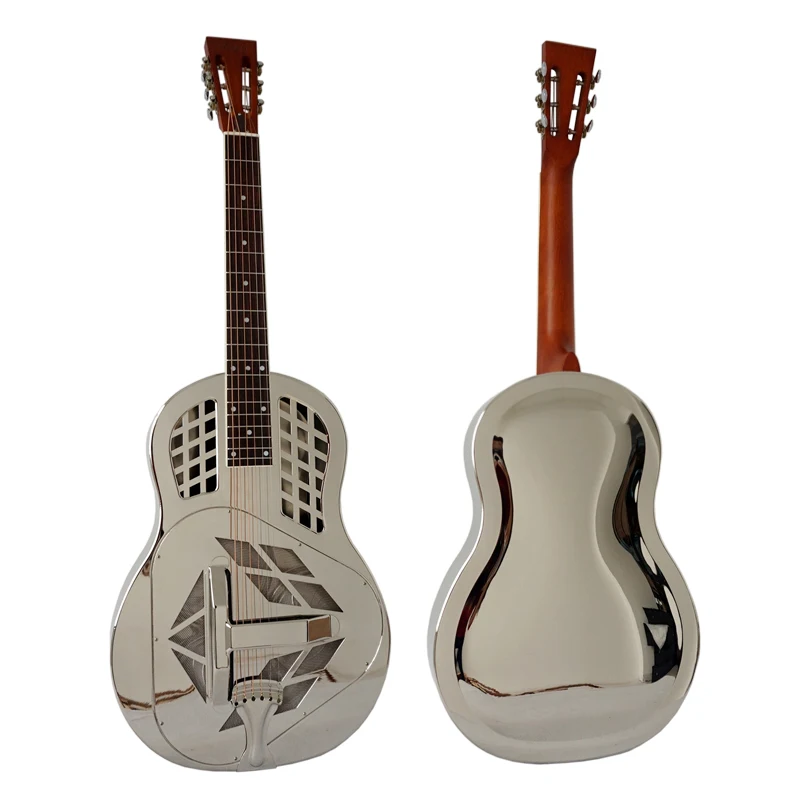 Aiersi Brand Gloss Chrome Plated Bell Brass TRICONE Resonator Guitar