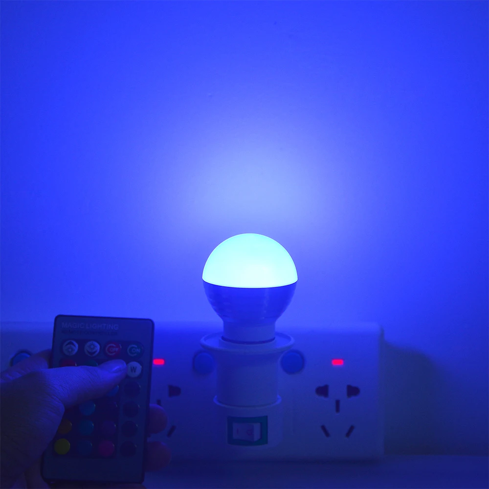 Светодиодный светильник E27 E14 RGB 110 В 220 85 265 в 16 цветов волшебный светодиодный