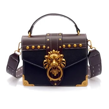 

2019 new fashion Brand Shoulder Bags Female Lion Head Lock Handbag Women PU Leather Messenger Crossbody Bags