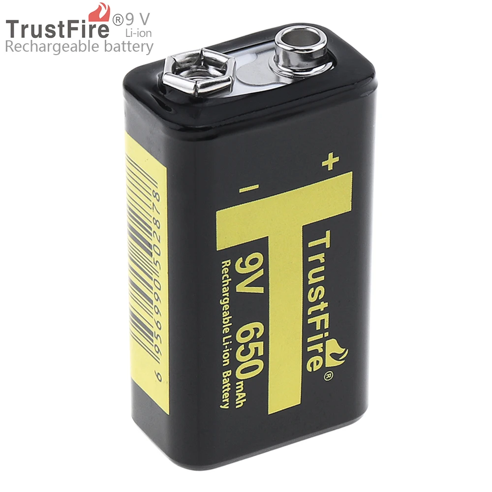 TrustFire 9V 6F22 650mAh Li ion Rechargeable Battery with 1000 Cycle