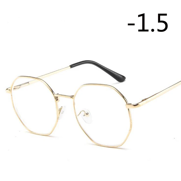 1,0-1,5-2,0-2,5-3,0-3,5-4,0 женские мужские готовые очки для близорукости Ретро Металлические прозрачные линзы диоптрий очки для унисекс - Цвет оправы: Myopia 150
