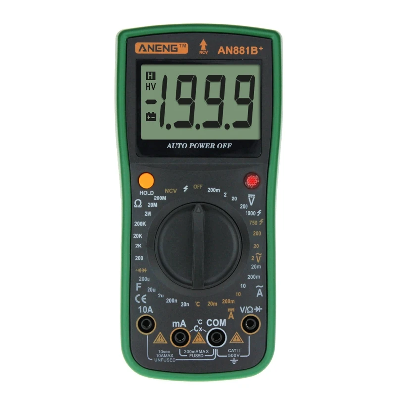 

HLZS-ANENG AN881B+ Digital Multimeter Supports NCV AC DC Auto Meter Tester Temprature Tester Instruments with 16 in 1 Test Lin
