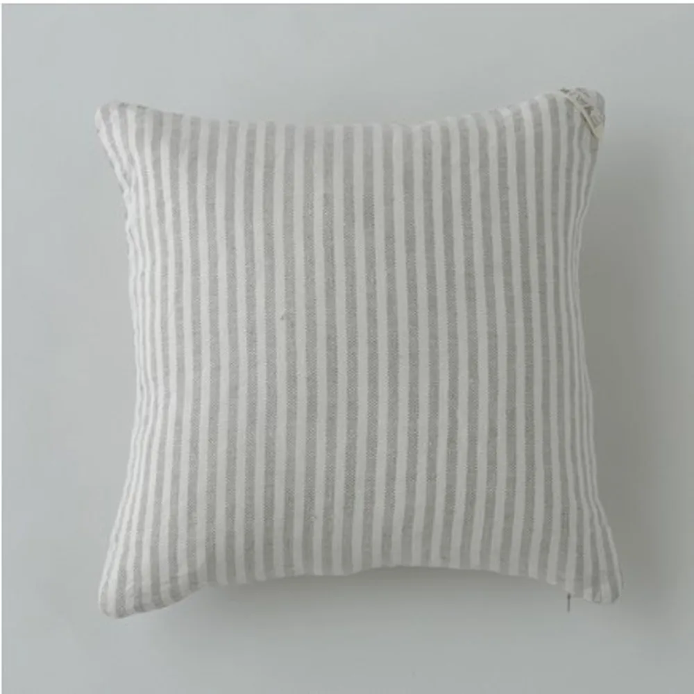

1pcs Striped Washed French Linen Pillow Cover Vintage Cushion Covers For Sofa Linen Bedding Cover Cushion cushions Home Decor
