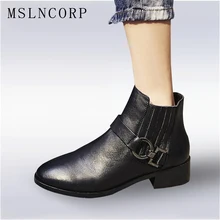 Plus Size 34-43 Spring Autumn Fashion Boots Women Chelsea Low Heels Shoes Lady Genuine Leather Boots Brand Martin Boots Black Plus Size 34-43 Spring Autumn Fashion Boots Women Chelsea Low Heels Shoes Lady Genuine Leather Boots Brand Martin Boots Black