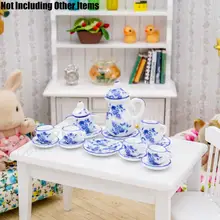 Odoria 1:12 миниатюрный 15 шт синий фарфор чайная чашка набор винтажная керамическая посуда для кукол