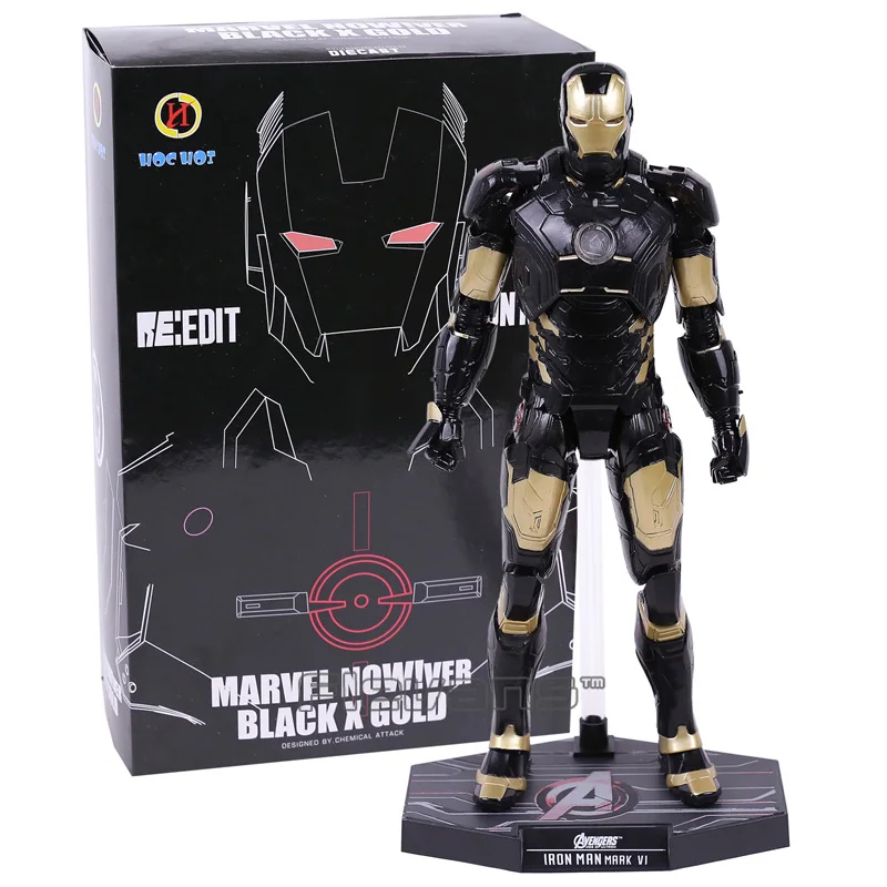 

HC Iron Man Mark MK 42 BLACK x GOLD PVC Action Figure Collectible Model Toy with LED Light 28cm