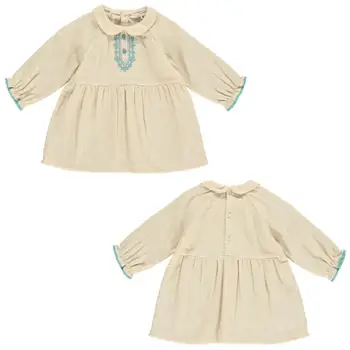 

2019 autumn new embroidery cotton dress for baby girls children long sleeve brand good quality princess dress for children ws911
